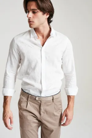 Easy Front Pleat Trousers In Stone