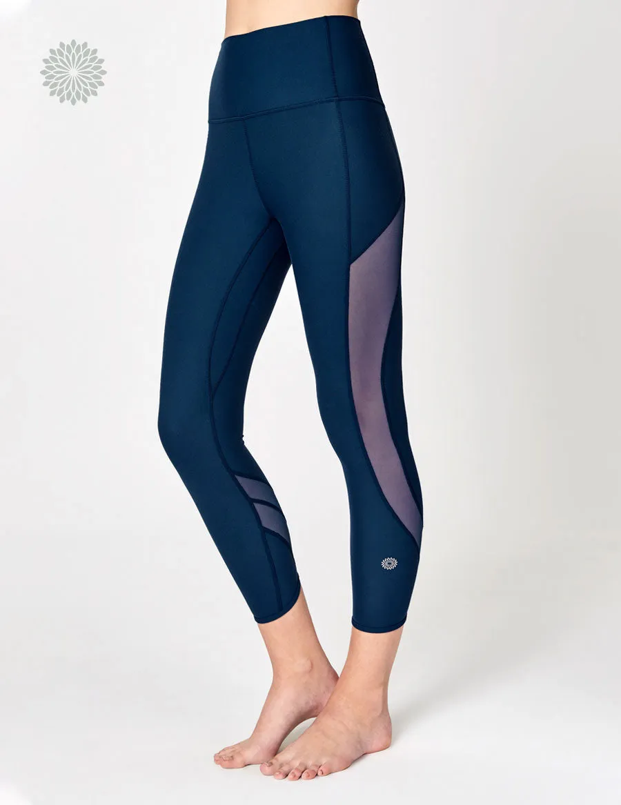 easyoga LA-VEDA Groovin' Mesh Cropped Tights - B08 Ink Blue