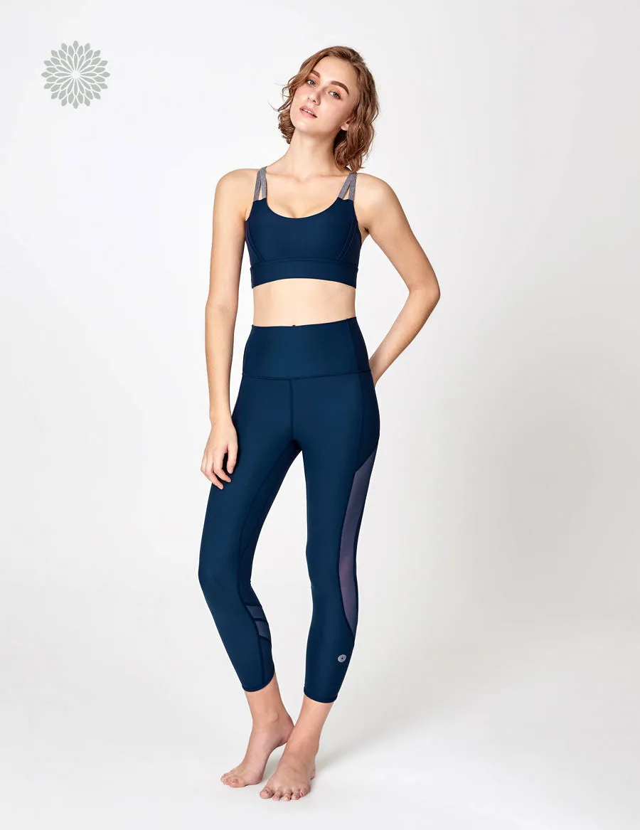easyoga LA-VEDA Groovin' Mesh Cropped Tights - B08 Ink Blue