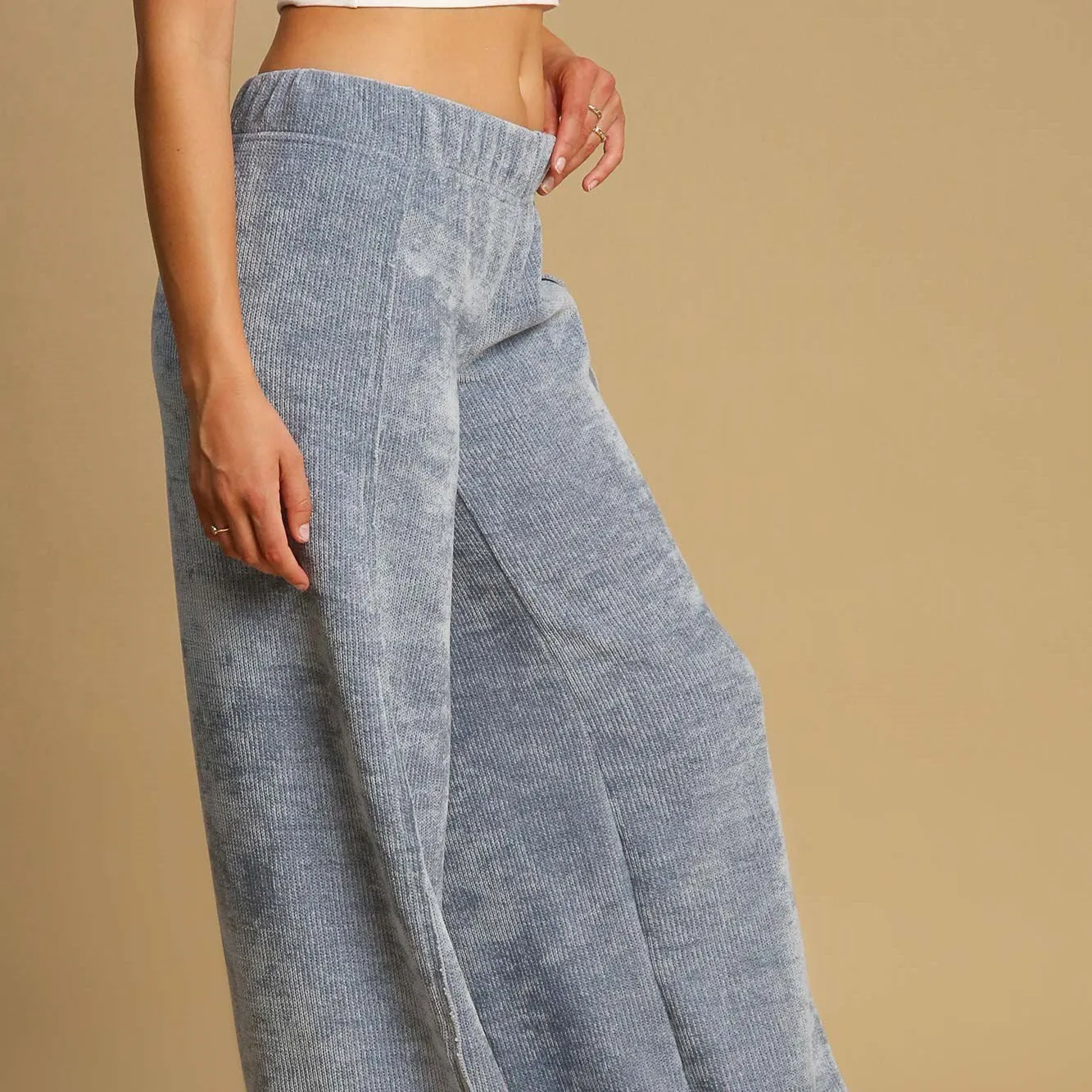 Elastic Waist Wide Leg Pants