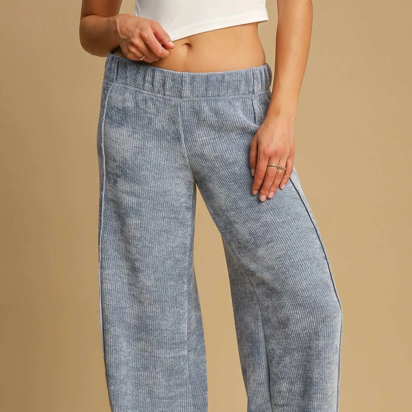 Elastic Waist Wide Leg Pants