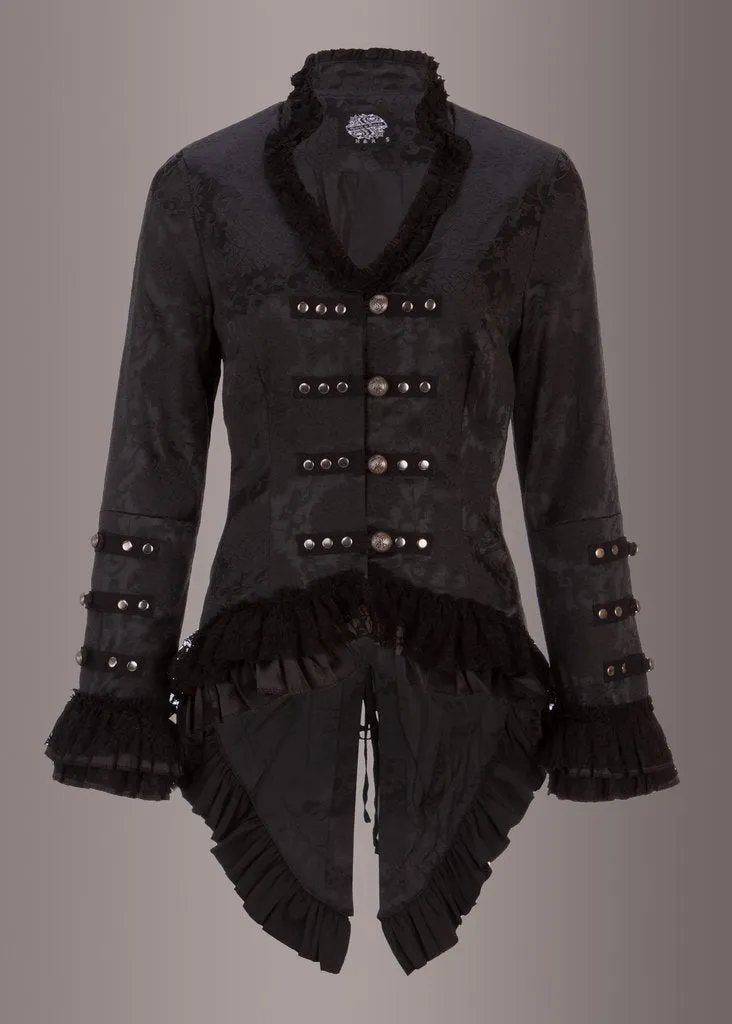 Elegant Black Victorian Jacket with Lace Embellishments