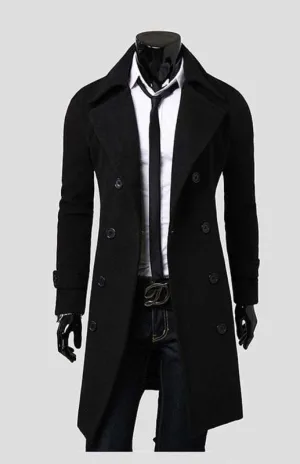 Elegant Men's Double Breasted Wool Overcoat for Timeless Style