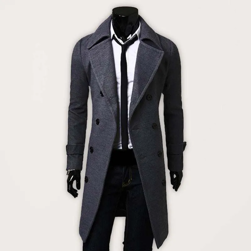 Elegant Men's Double Breasted Wool Overcoat for Timeless Style