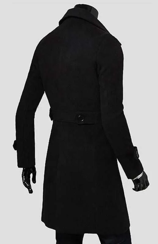 Elegant Men's Double Breasted Wool Overcoat for Timeless Style