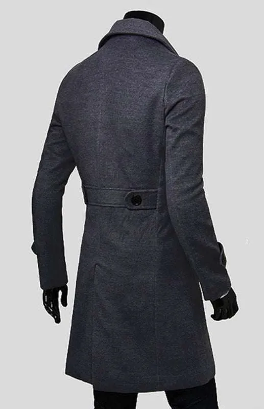 Elegant Men's Double Breasted Wool Overcoat for Timeless Style
