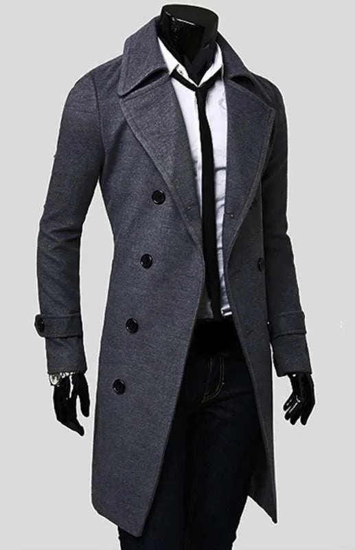 Elegant Men's Double Breasted Wool Overcoat for Timeless Style