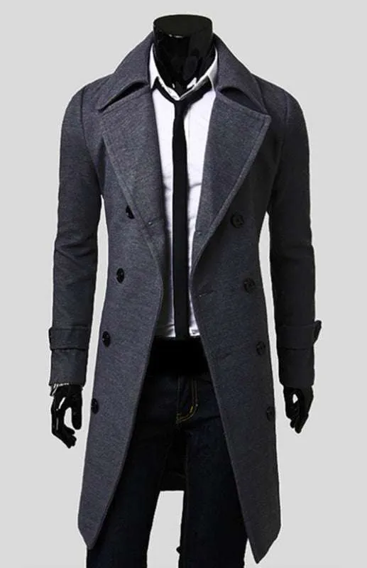 Elegant Men's Double Breasted Wool Overcoat for Timeless Style