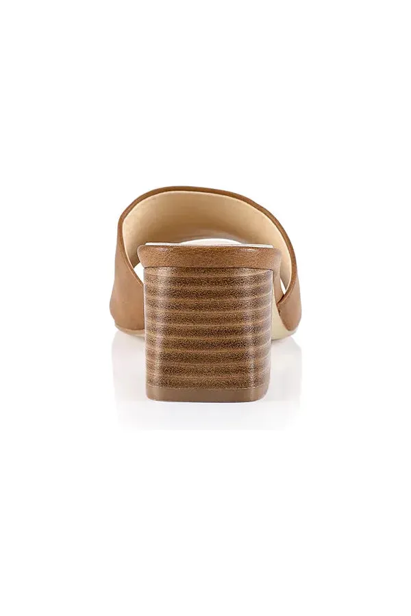 Eleni Block Heel Mules Tan