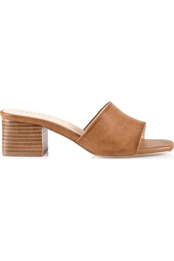 Eleni Block Heel Mules Tan
