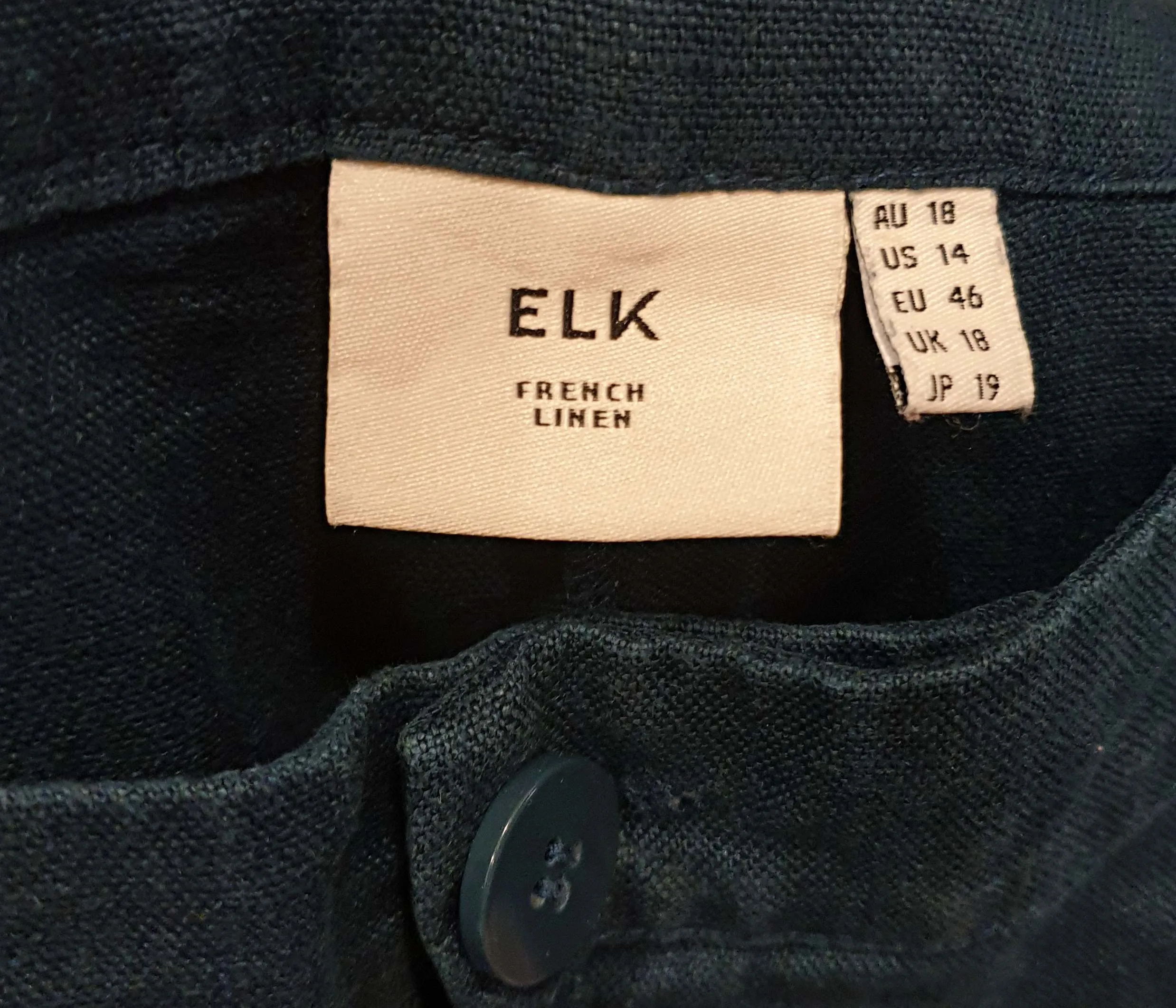 Elk deep blue 100% linen wide leg pants size 18