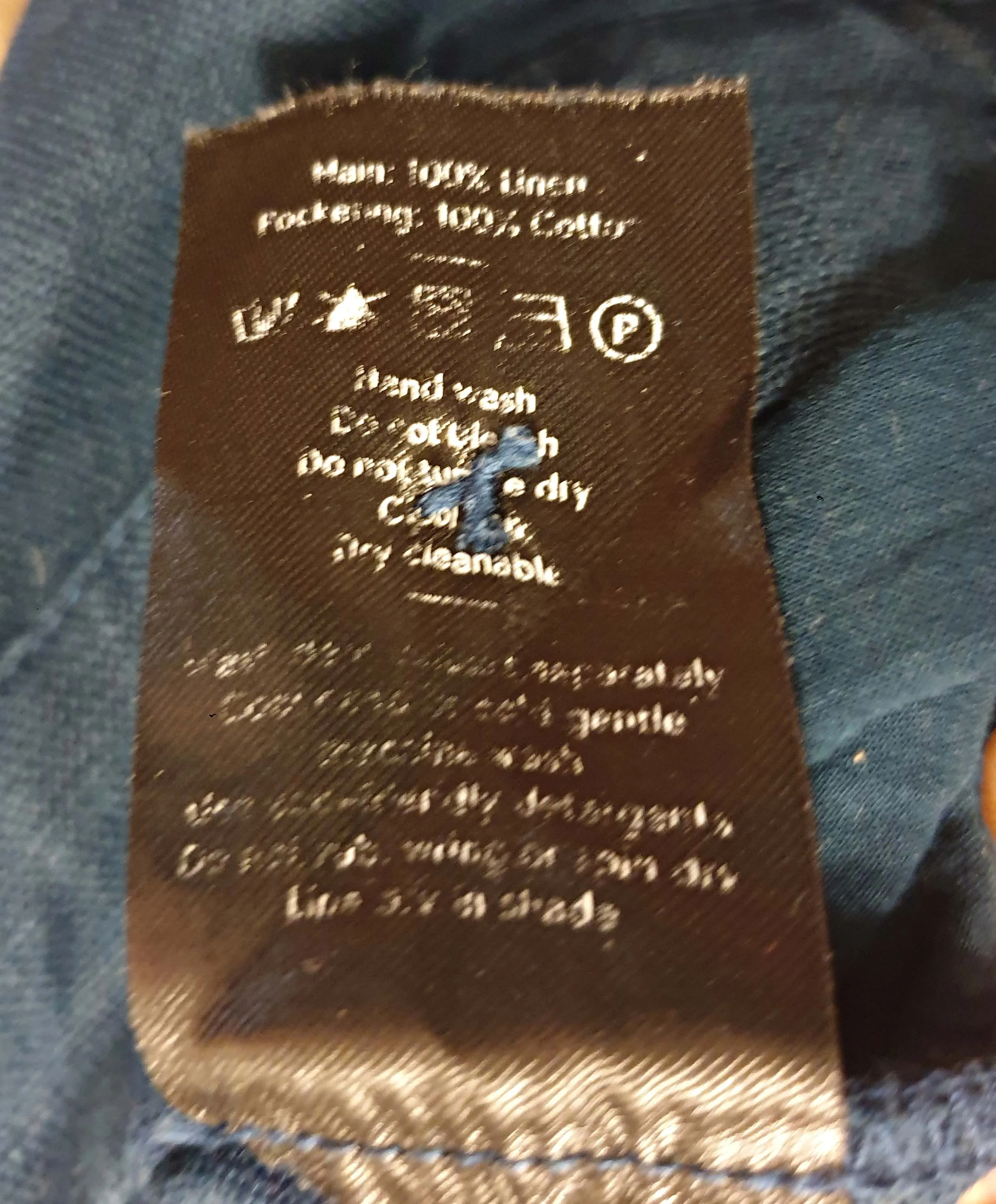 Elk deep blue 100% linen wide leg pants size 18