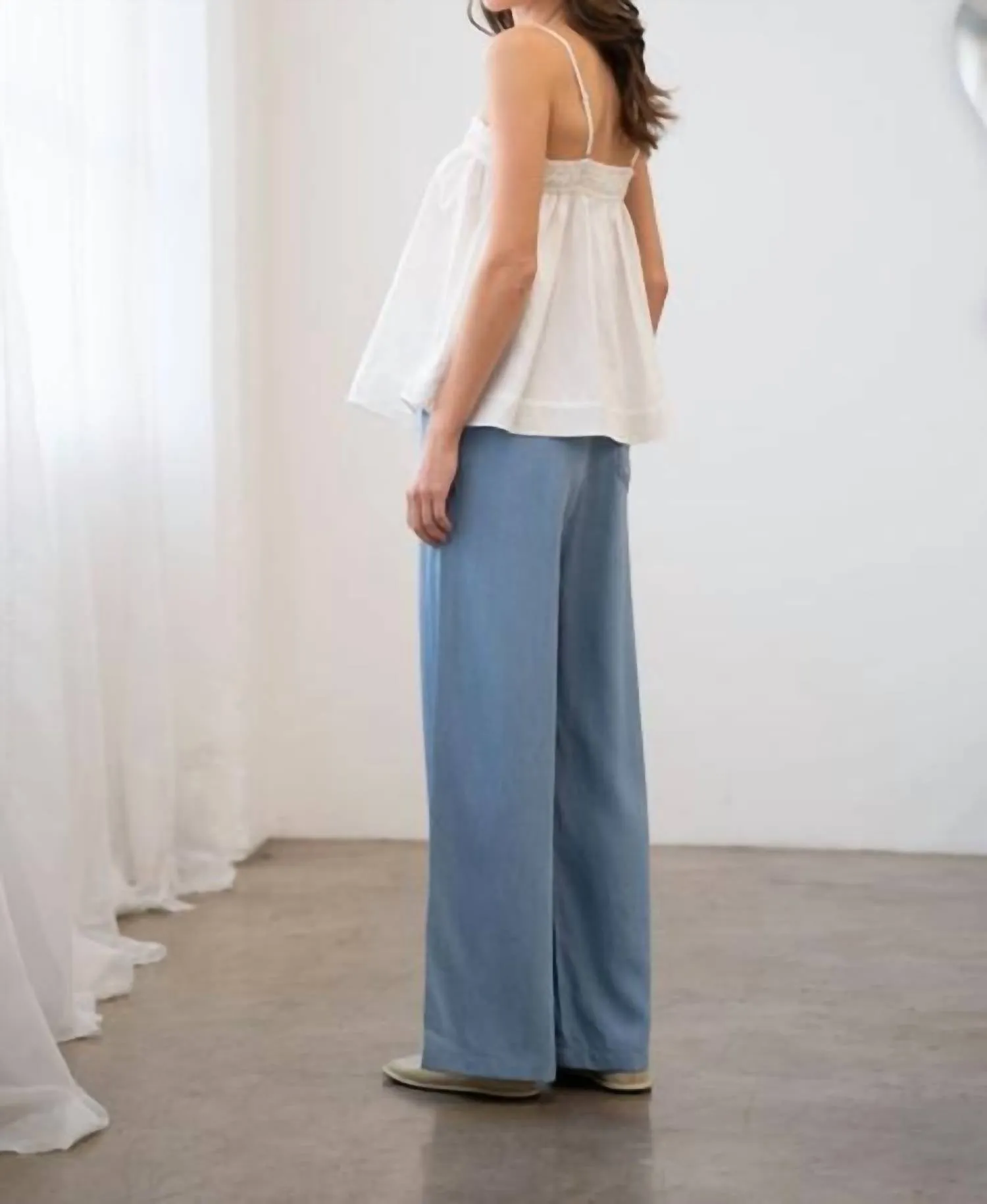 Elle Grey - Elastic Waist Leg-wide Pants