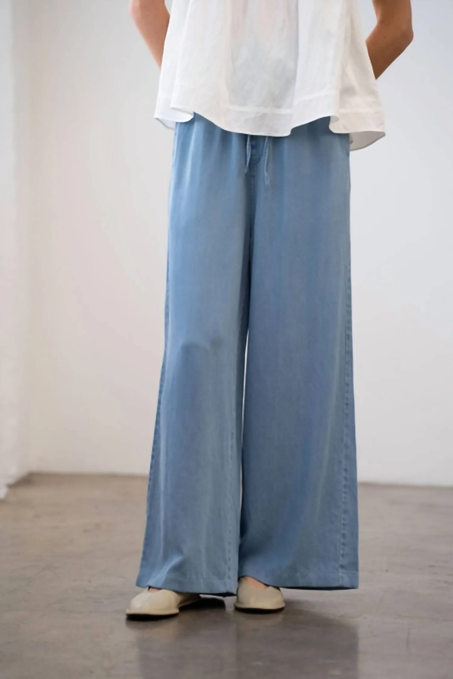 Elle Grey - Elastic Waist Leg-wide Pants