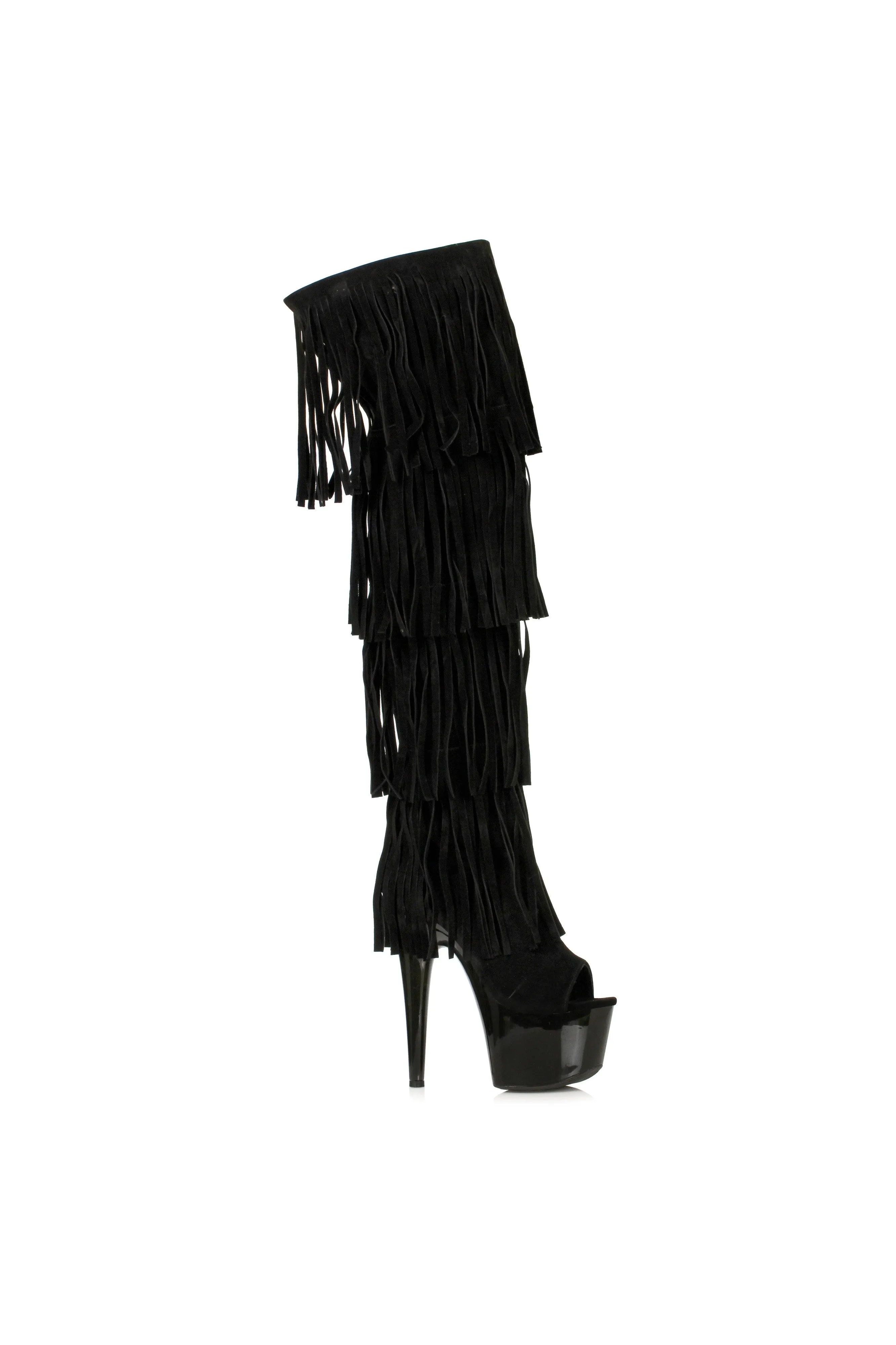 Ellie 709-SEQUOIA 7" Platform Thigh High Fringe Boot