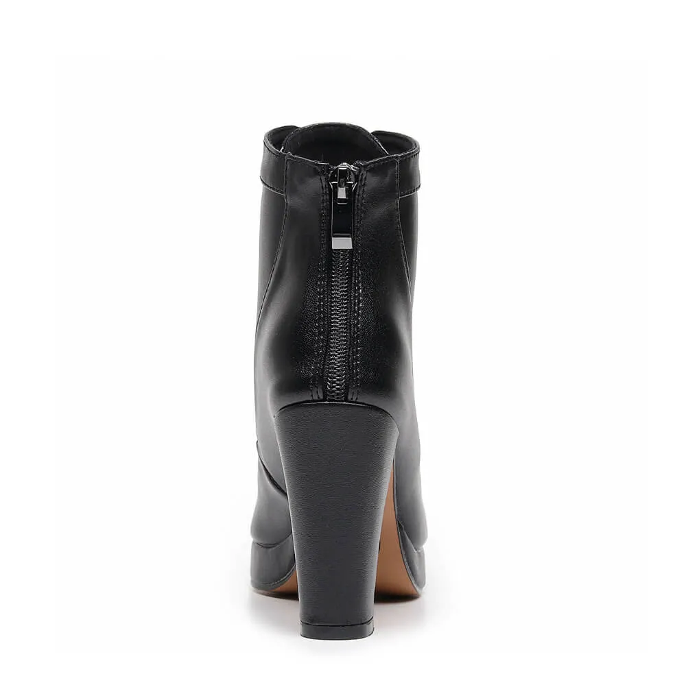Elliray - Black Vegan Leather - Rubber Sole