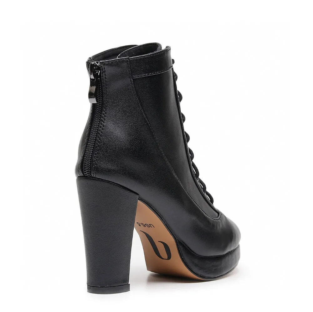 Elliray - Black Vegan Leather - Rubber Sole