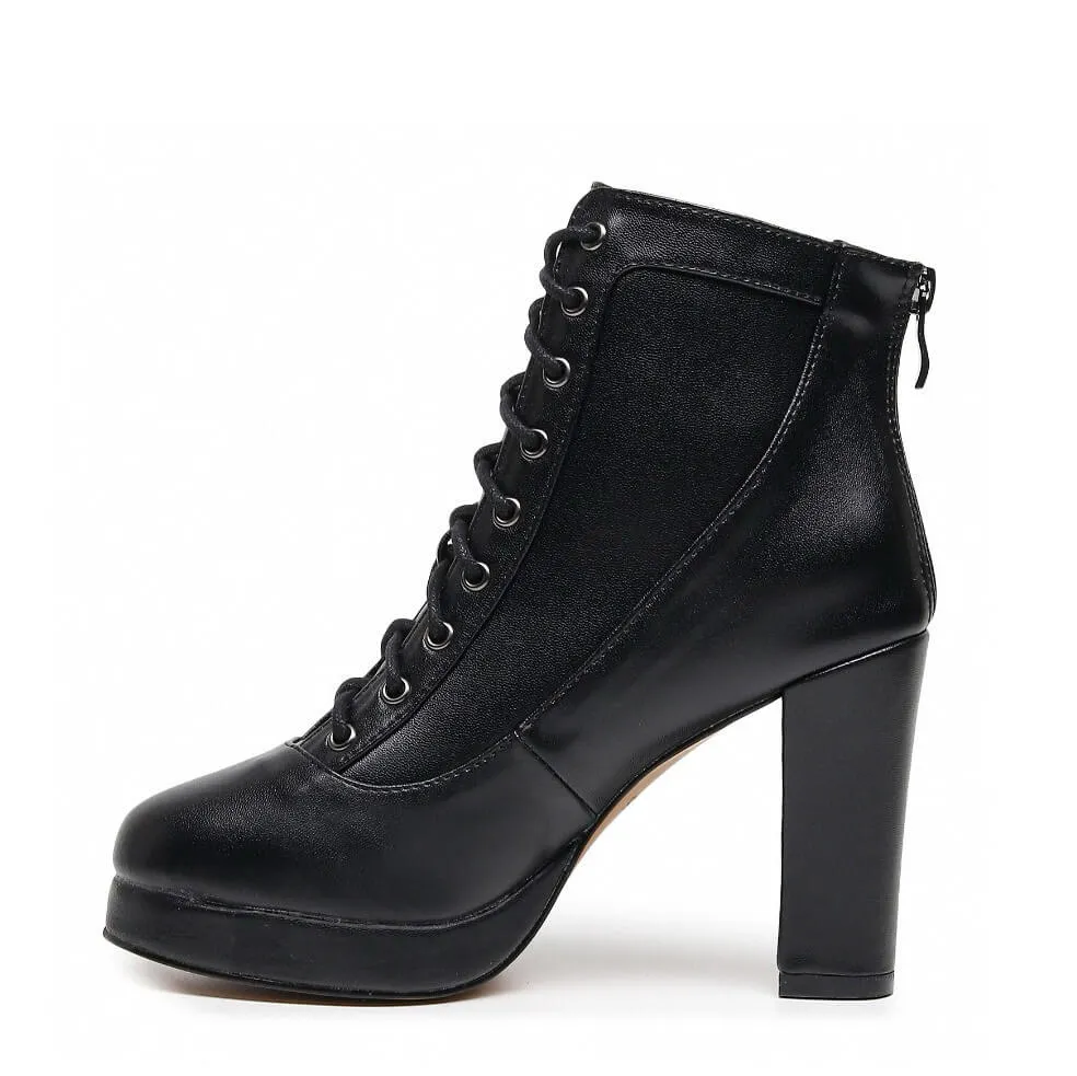 Elliray - Black Vegan Leather - Rubber Sole