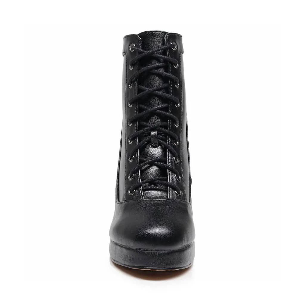Elliray - Black Vegan Leather - Rubber Sole