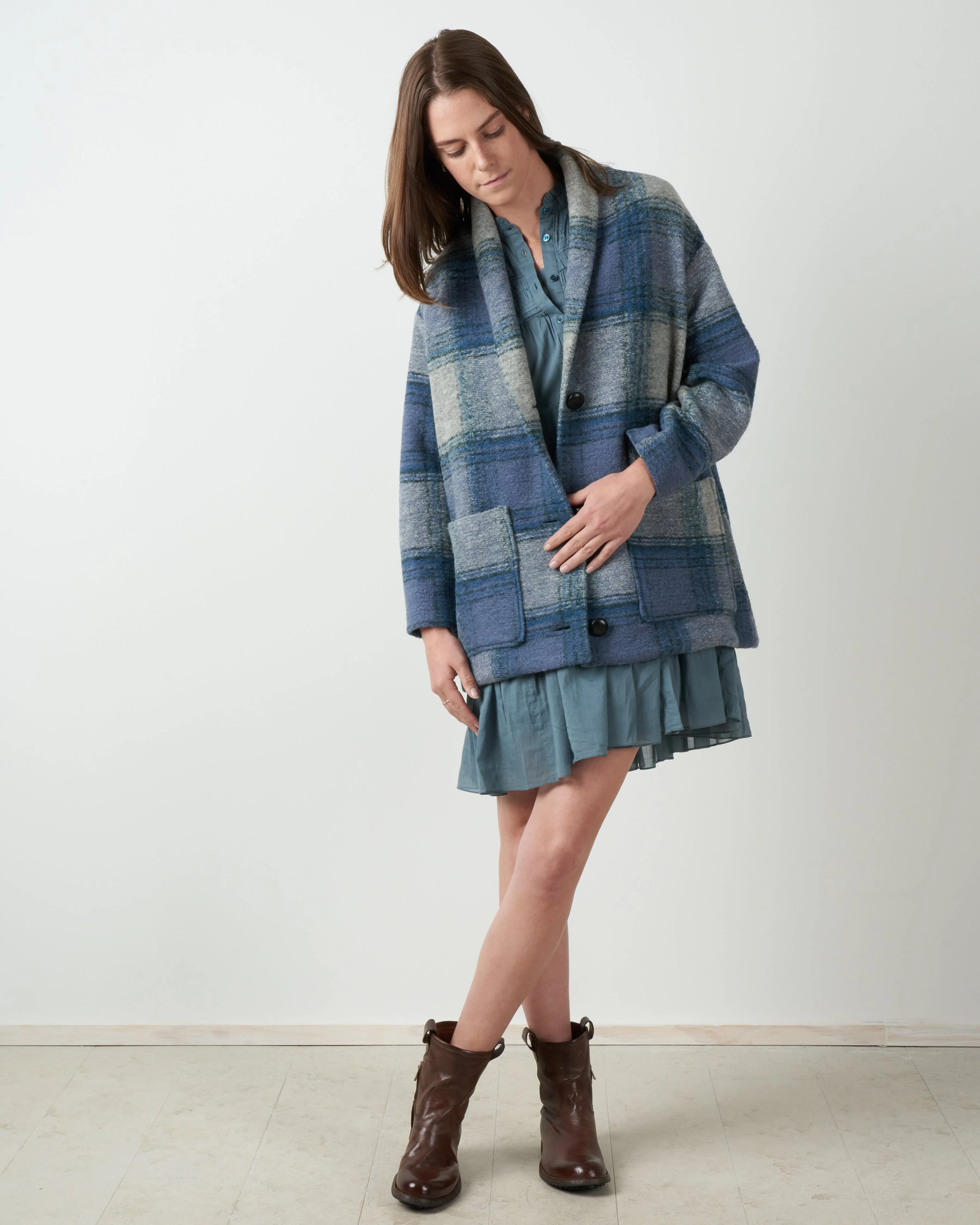 elomia coat - greyish blue