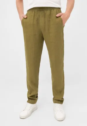 eric pants in olive oil linen
