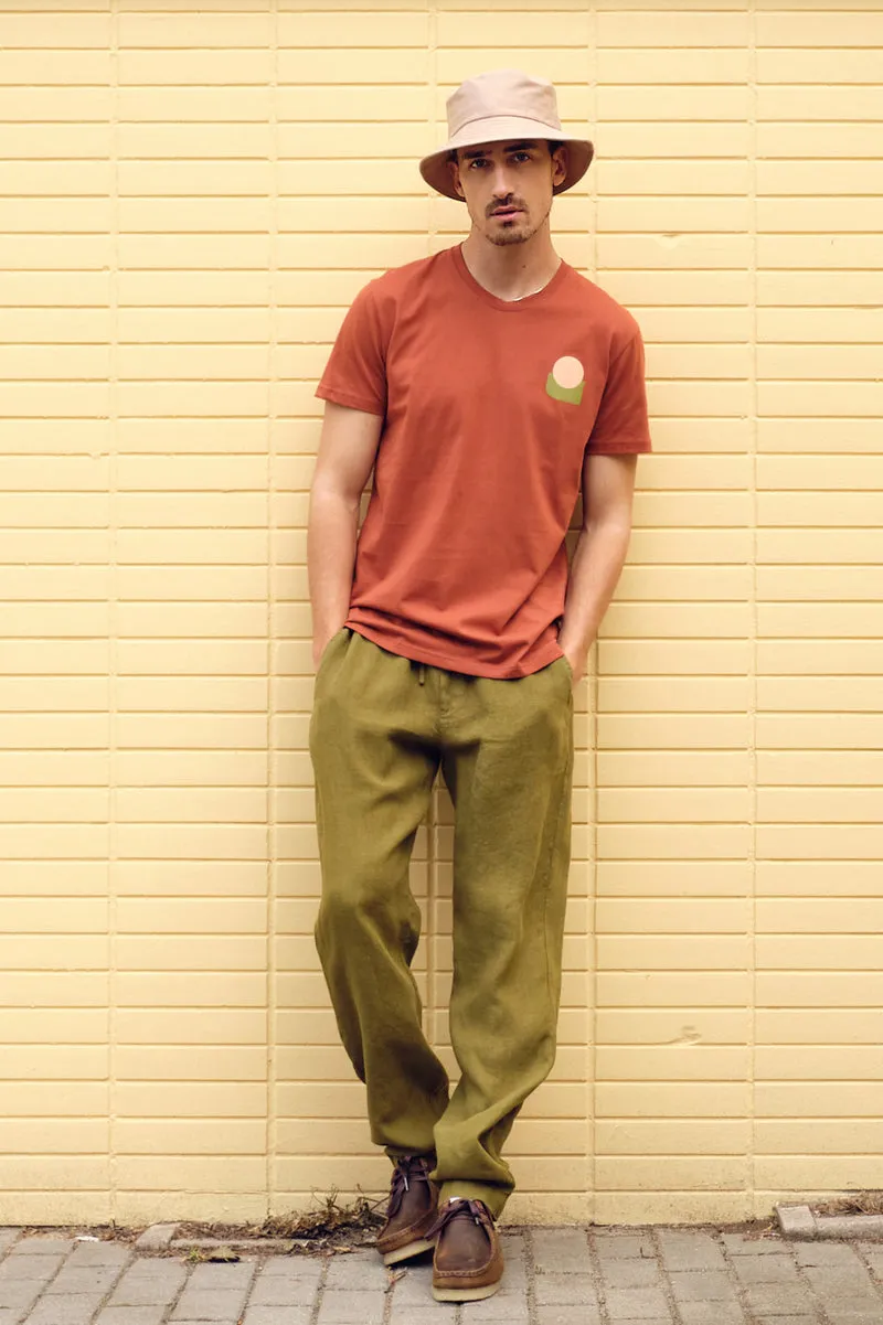 eric pants in olive oil linen