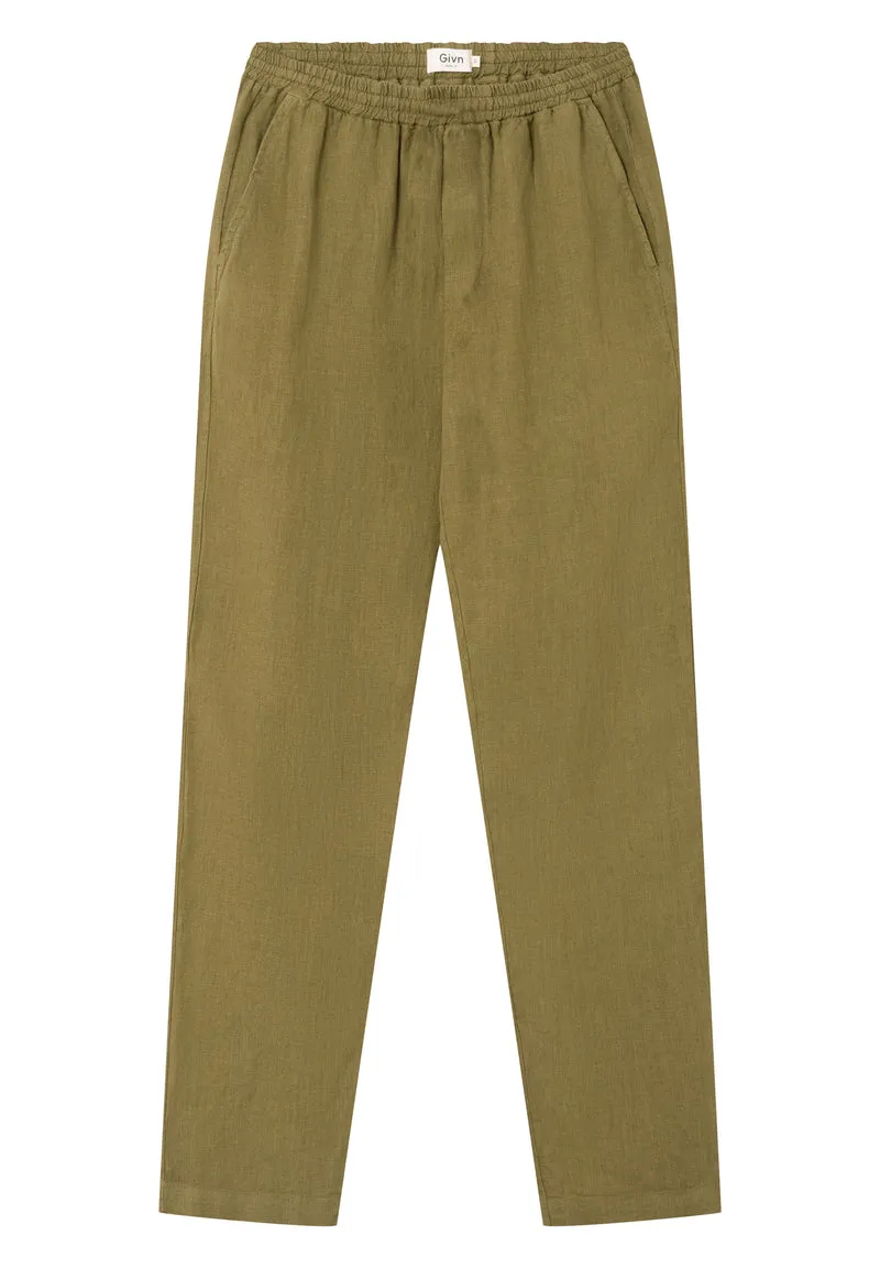 eric pants in olive oil linen