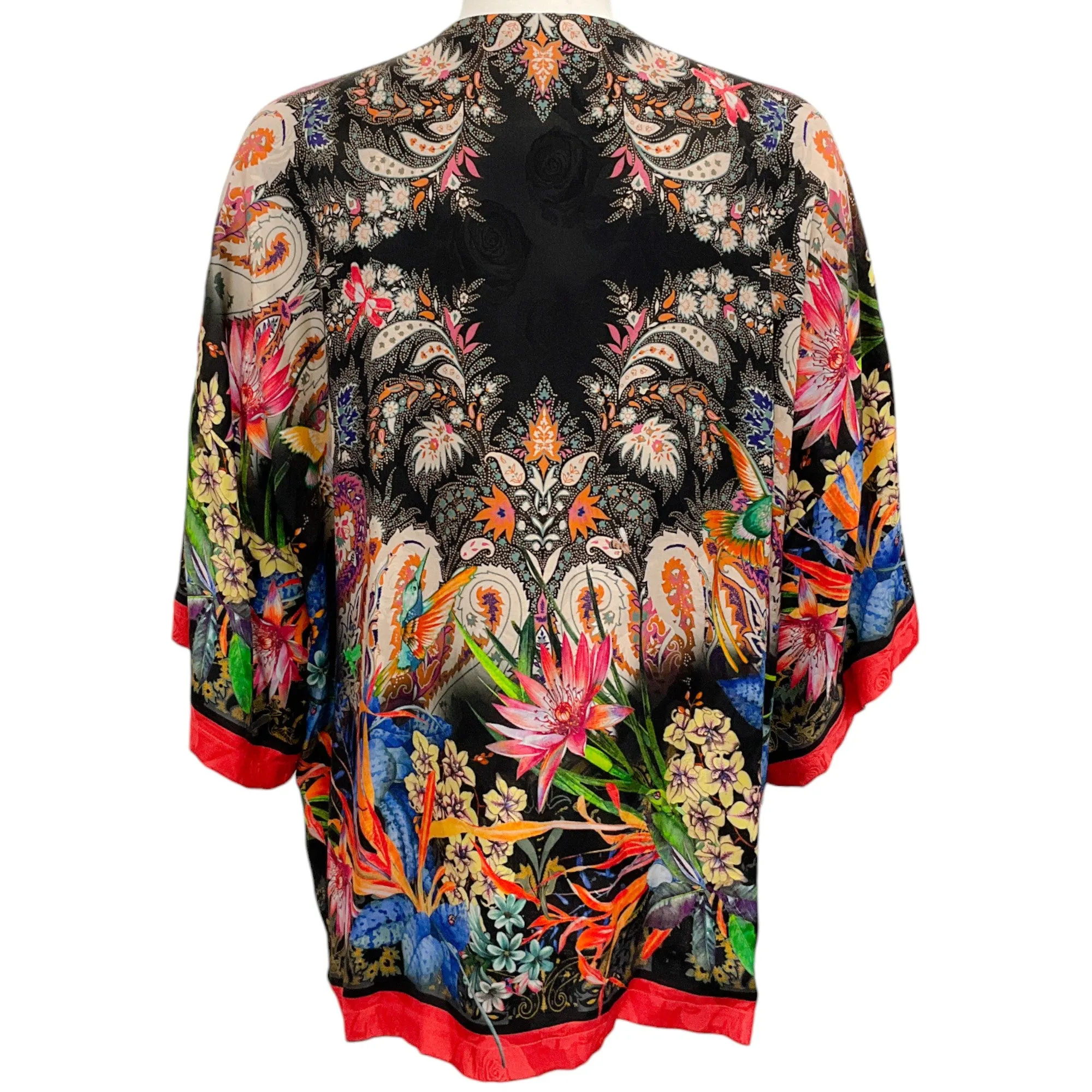 Etro Black Multi Silk Print Open Jacket