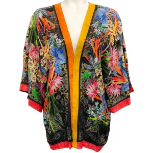 Etro Black Multi Silk Print Open Jacket