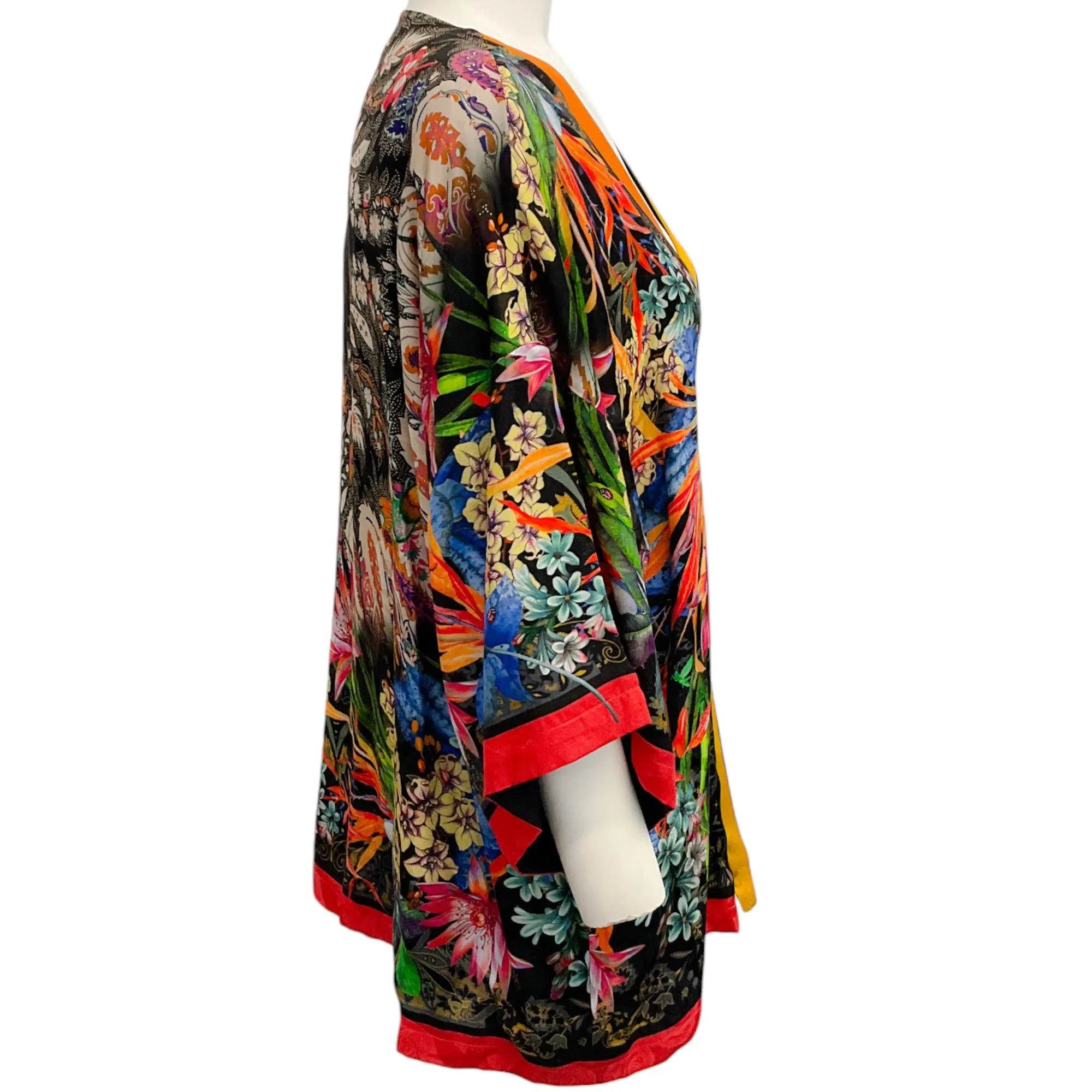 Etro Black Multi Silk Print Open Jacket