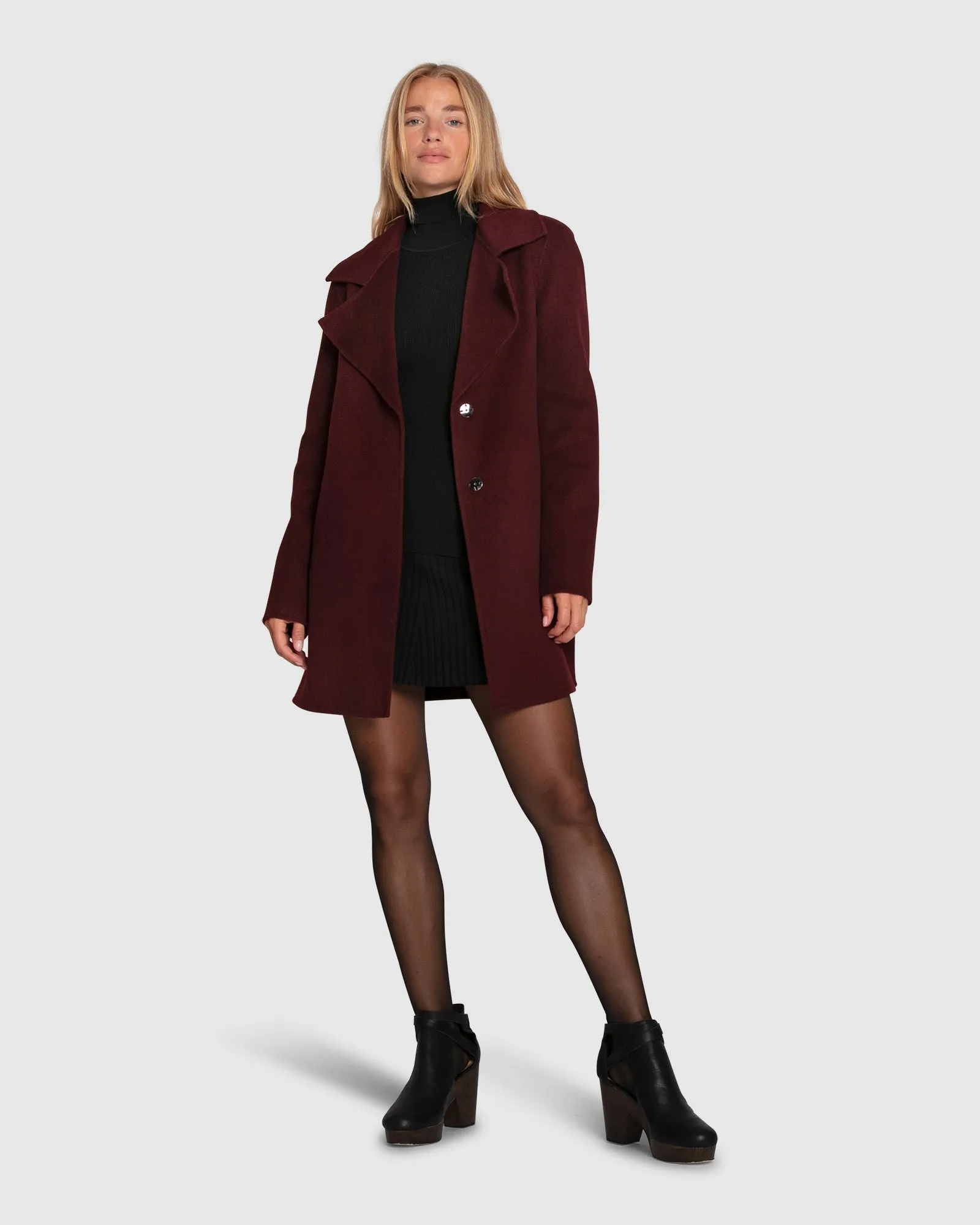 Ex-Boyfriend Wool Blend Oversized Jacket - Burgundy