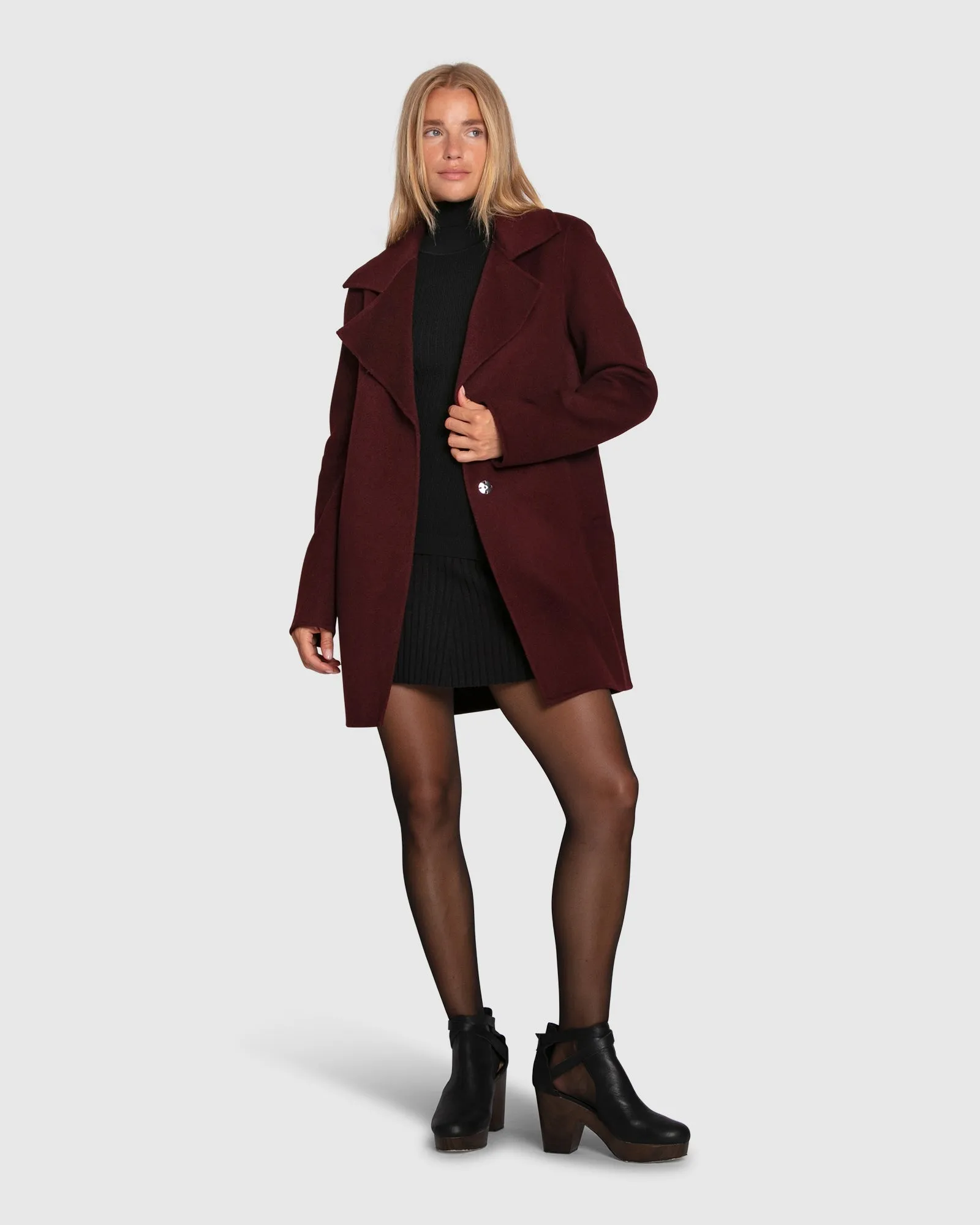 Ex-Boyfriend Wool Blend Oversized Jacket - Burgundy