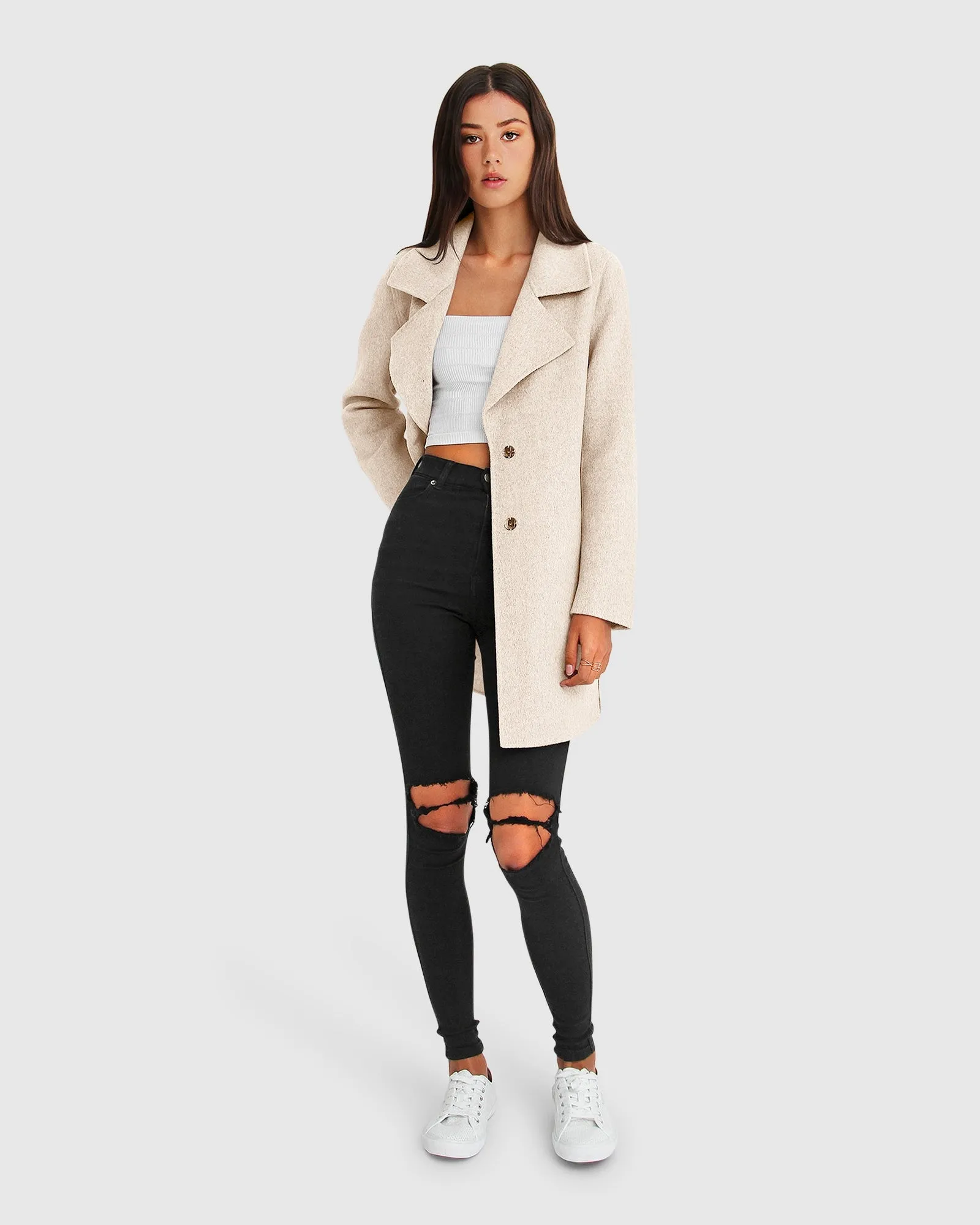 Ex-Boyfriend Wool Blend Oversized Jacket - Oat Marle