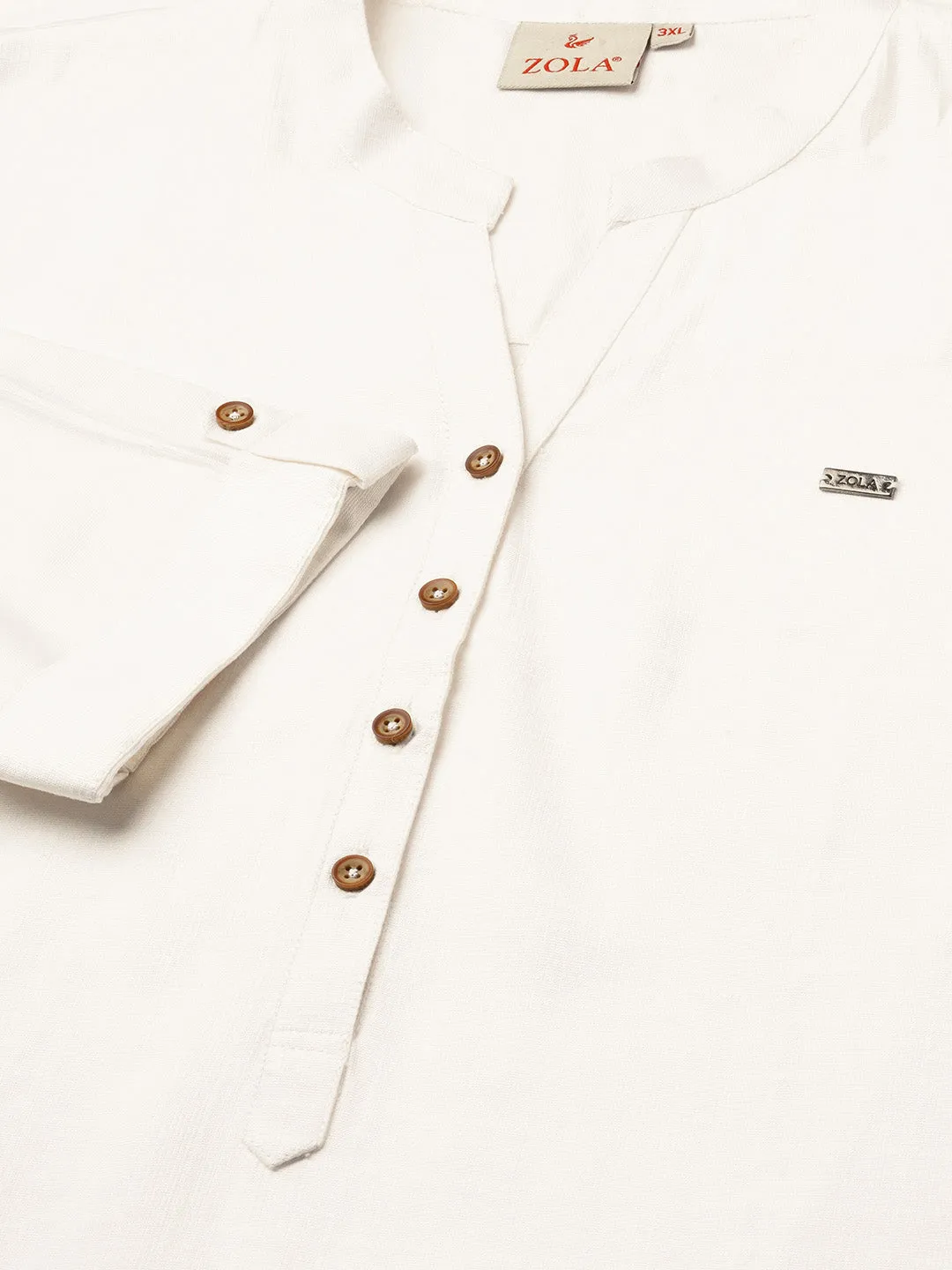 Exclusive Mandarin Collar Rayon Solid White Straight Tunic For Women ZOLA