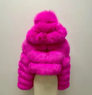 Fallon Aurielle Barbie Fox Fur Zipper Jacket (Hot Pink)