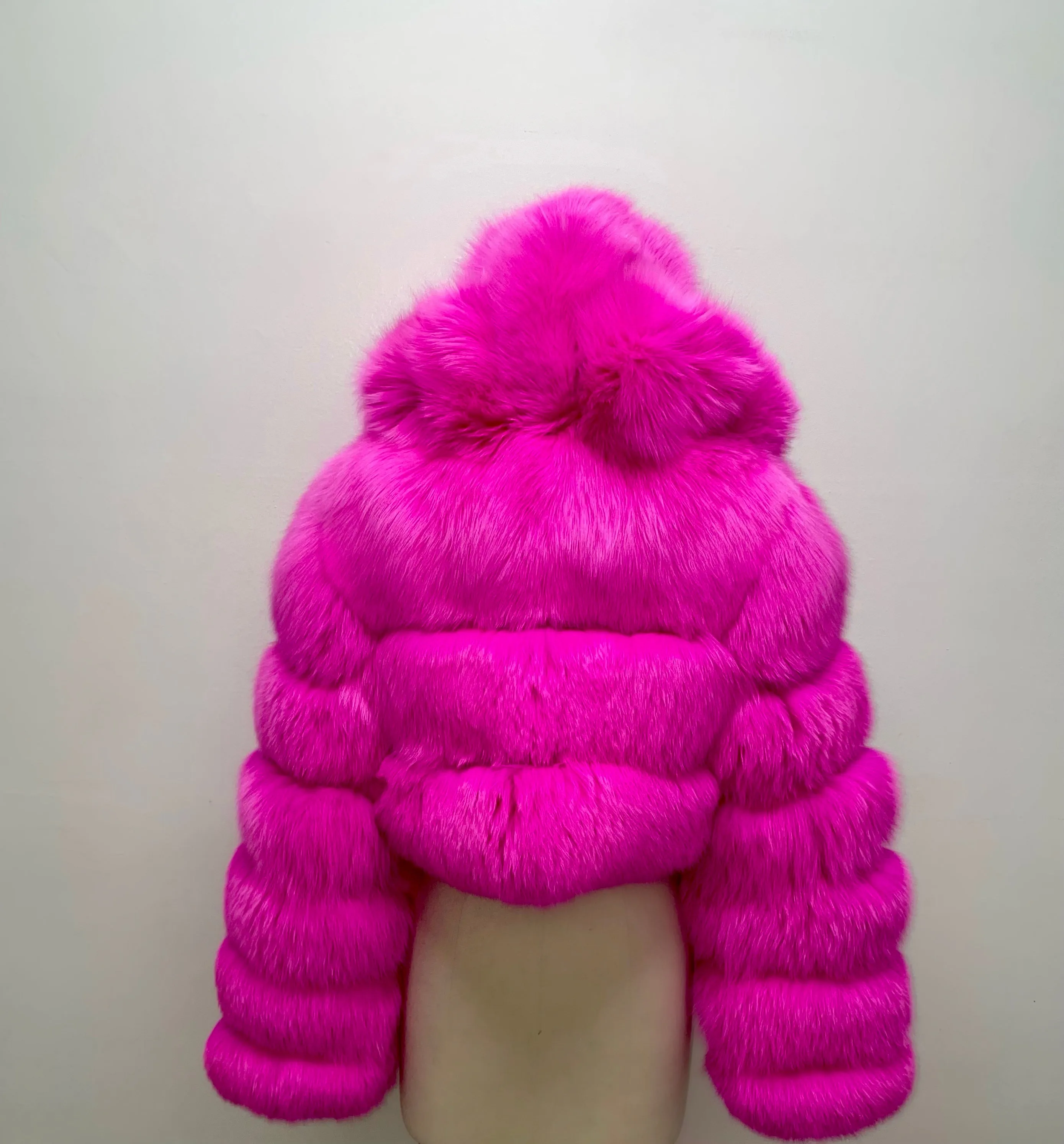 Fallon Aurielle Barbie Fox Fur Zipper Jacket (Hot Pink)