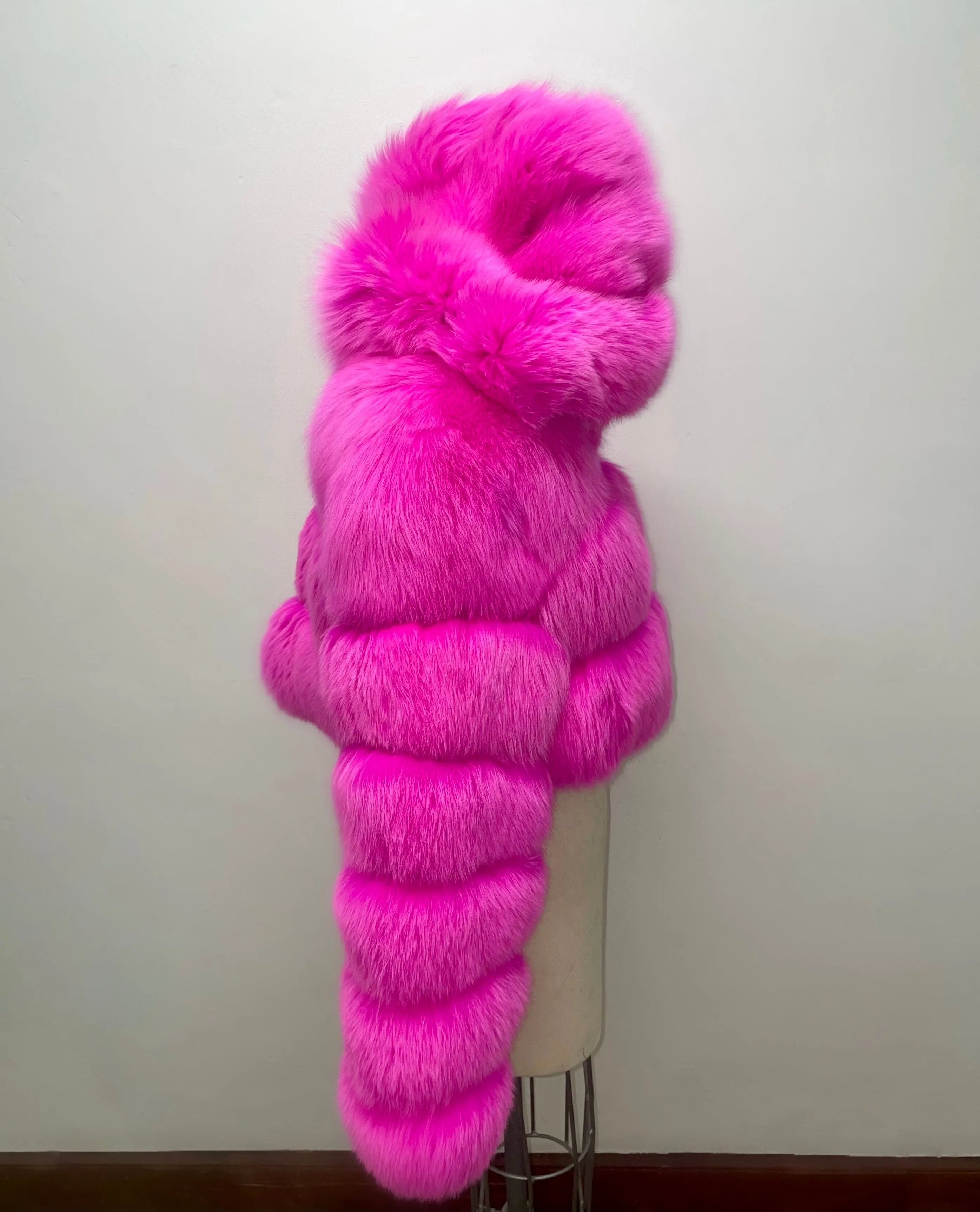 Fallon Aurielle Barbie Fox Fur Zipper Jacket (Hot Pink)