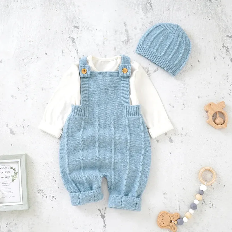 Fashion Knitted Baby Romper Set with Hat
