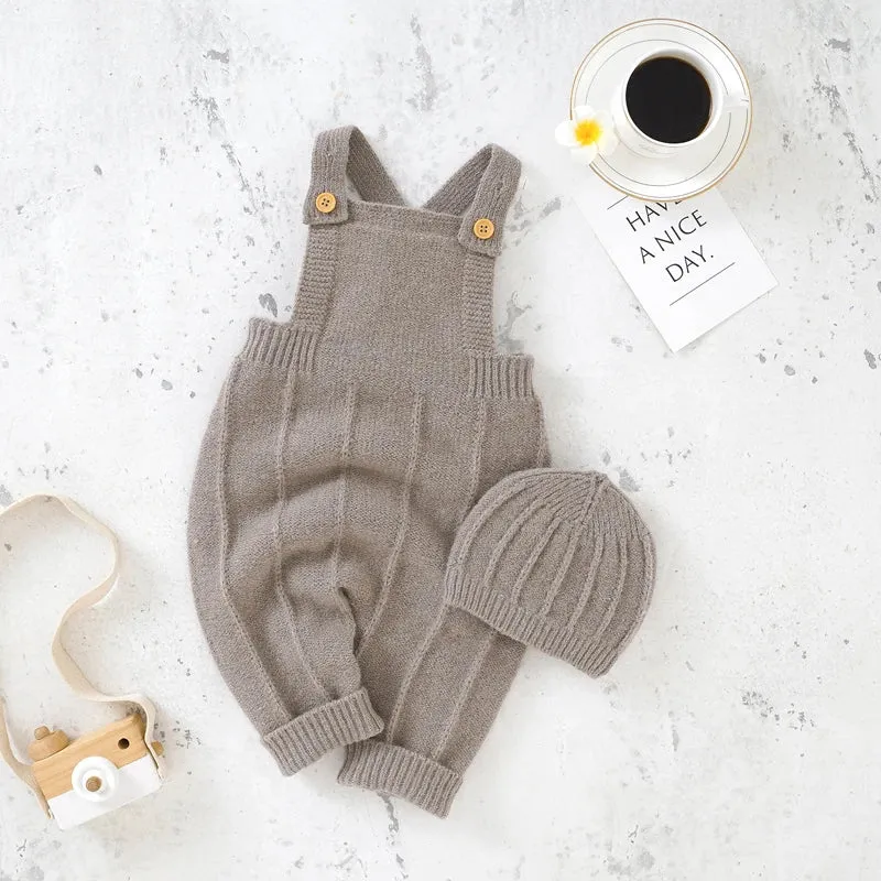 Fashion Knitted Baby Romper Set with Hat