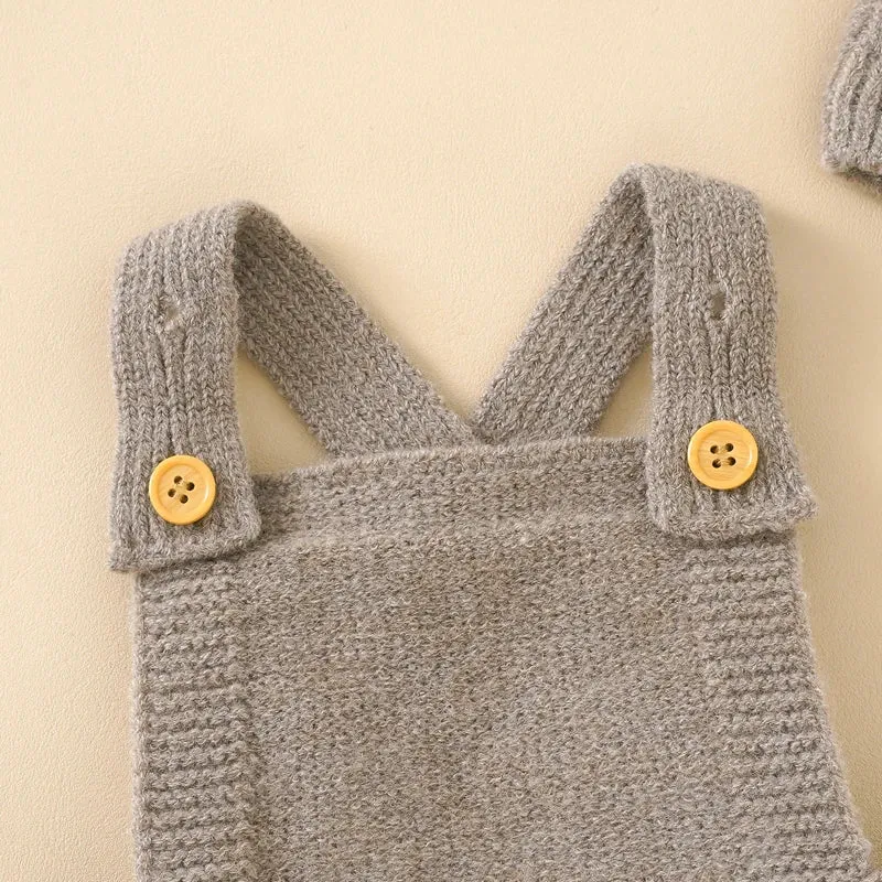 Fashion Knitted Baby Romper Set with Hat