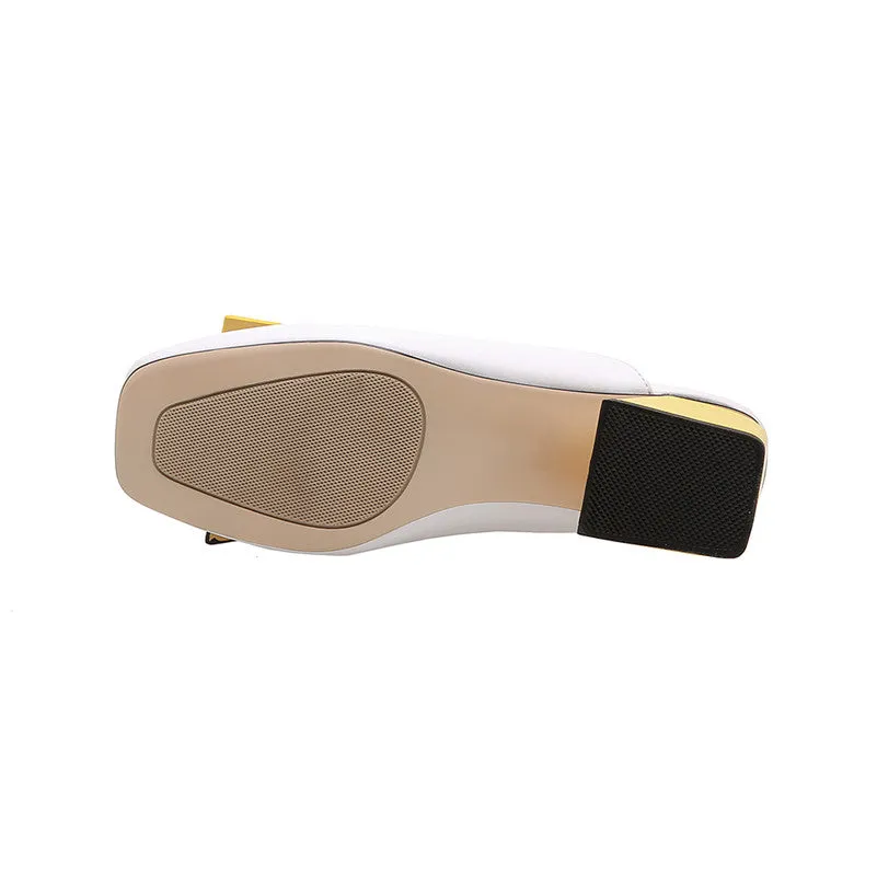 Fashion Mixed Colors Pu Leather Women Pumps Classic Rome Square Toe Hoof Heels Summer Sandals Mules Casual Shoes Woman