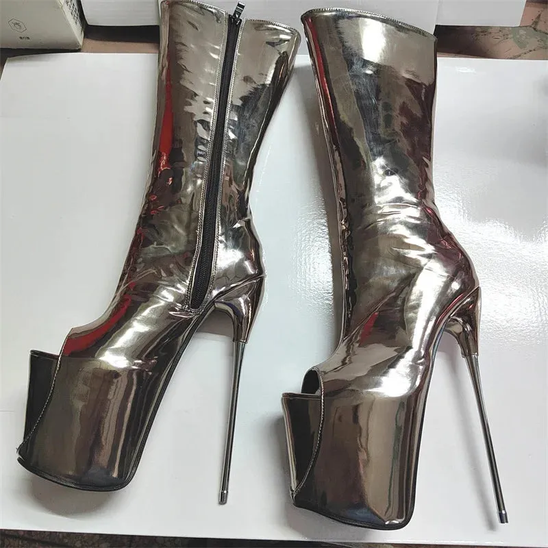 Fashion Platform Dance Boots 19cm Thin Heel Knee High Shoes