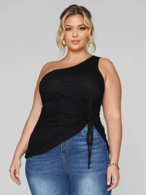 Fashion To Figure - Alania One Shoulder Drawstring Detail Top