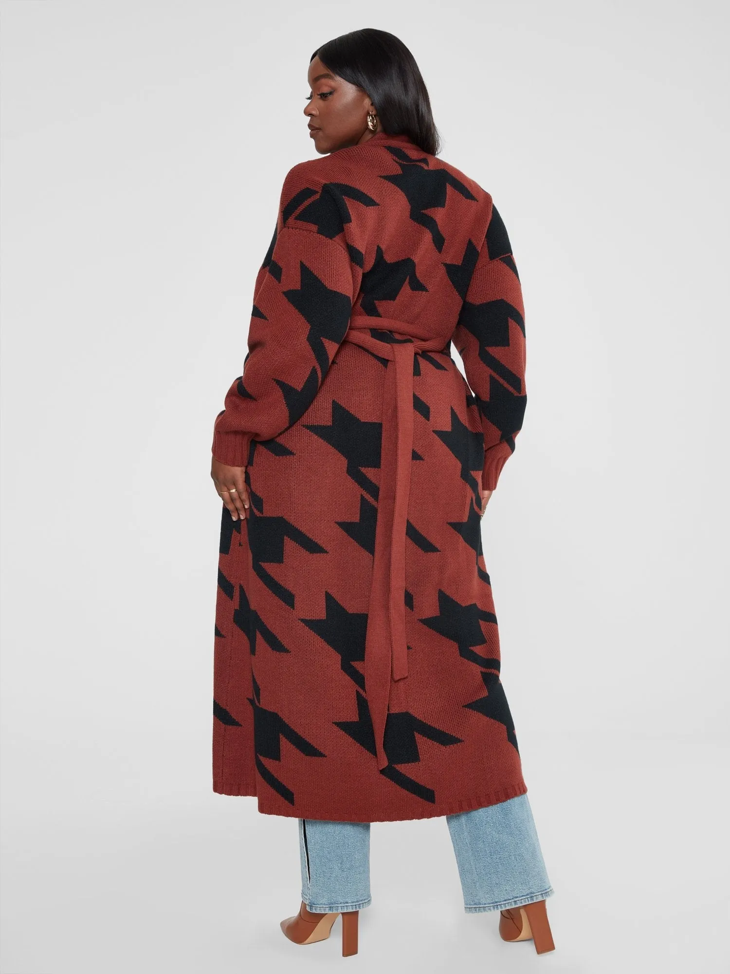 Fashion To Figure - Charlotte Houndstooth Sweater Coat
