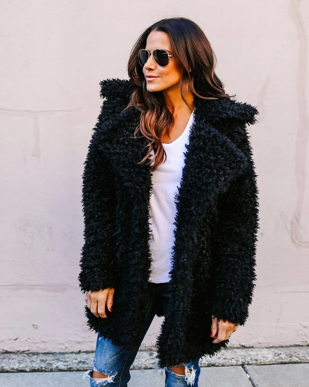 Faux fur coat women Europe and America