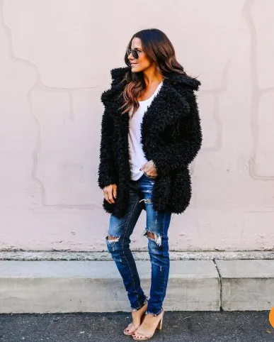 Faux fur coat women Europe and America