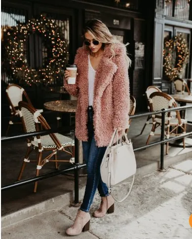 Faux fur coat women Europe and America