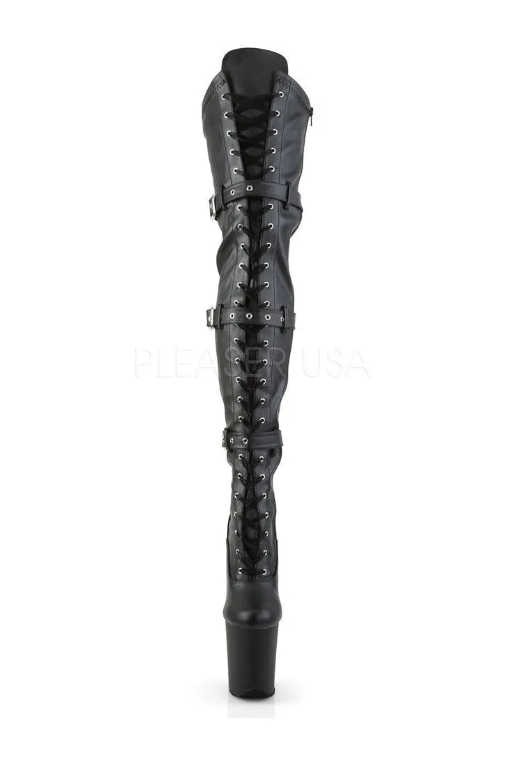 FLAMINGO-3028 Platform Boot  | Black Faux Leather