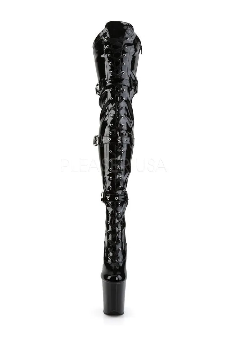FLAMINGO-3028 Platform Boot  | Black Patent
