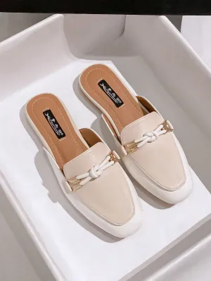 Flat Sole Closed Toe Mule Slippers
